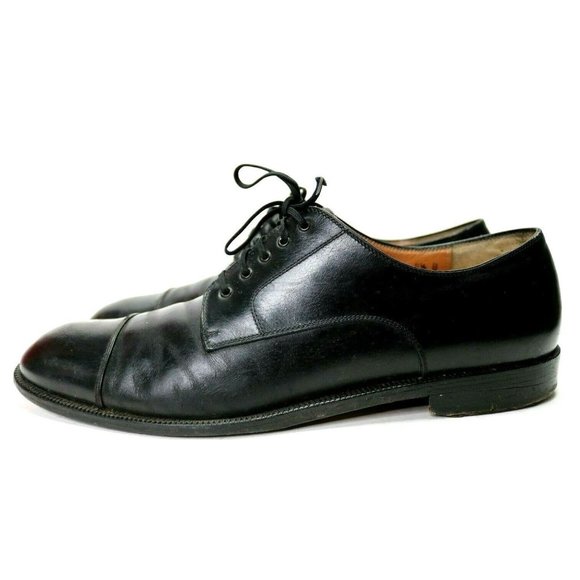 Salvatore Ferragamo Men\'s Size 9.5 B Studio Oxford Black Dress Shoes Cap Toe main image 6